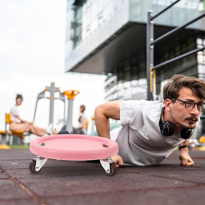 Four-wheel Abdominal Exercise Wheel Board with Silent Rolling Core Training Plate, Pink Fitness Ab Roller for Home Strength and Muscle Sculpting