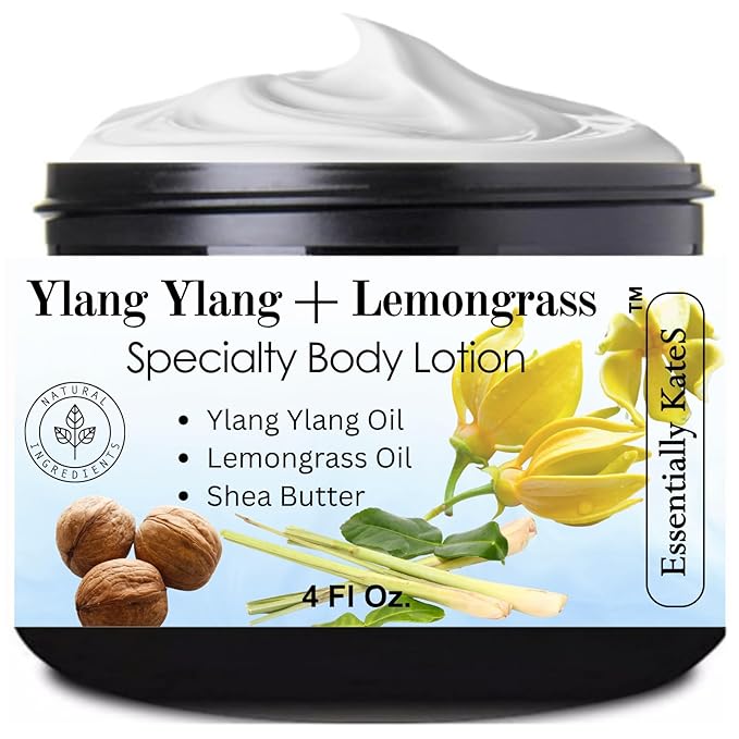 Ylang Ylang + Lemongrass Specialty Cream Lotion 4 Fl Oz - enriched with Shea Butter and Ceramide 1, 3, and 6II - Combines intensive hydration with a revitalizing aromatic experience