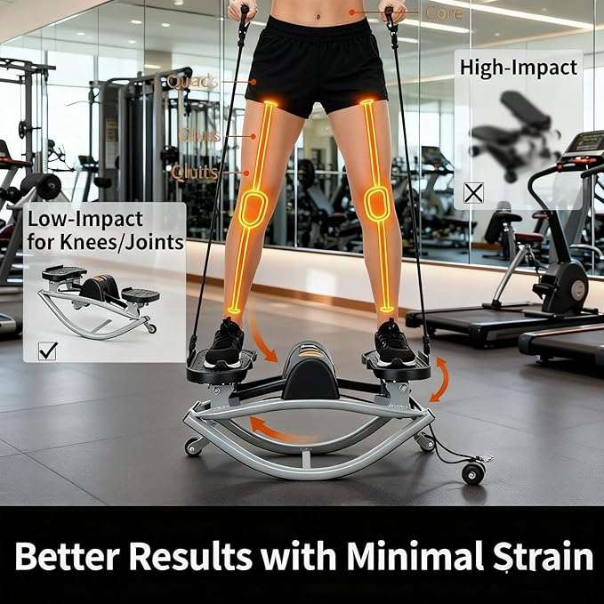 Rock Stepper Side to Side, 2026 Lateral Rocking Fitness Stepper, Low-Impact Home Workout Machine for Knees & Joints, Compact Portable Rocking Stepper with LCD to Track Time Steps Calories