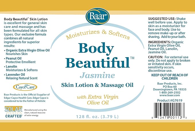 Body Beautiful Jasmine Massage Oil and Skin Lotion, Gallon