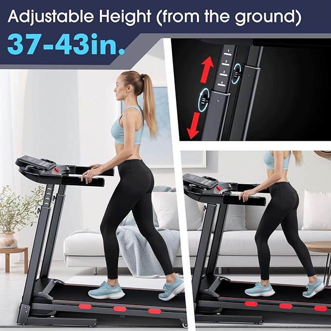 3.5 HP Treadmill with Auto Incline for Home - Heavy Duty Running Treadmill with Handle Bars, Speaker