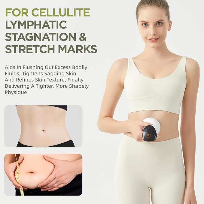 Lymphatic Drainage Massager & Anti-Cellulite Massage Tool, Body Contouring Device for Legs, Arms & Stomach, Supports Smoother Skin, with Gentle Warming & Vibration