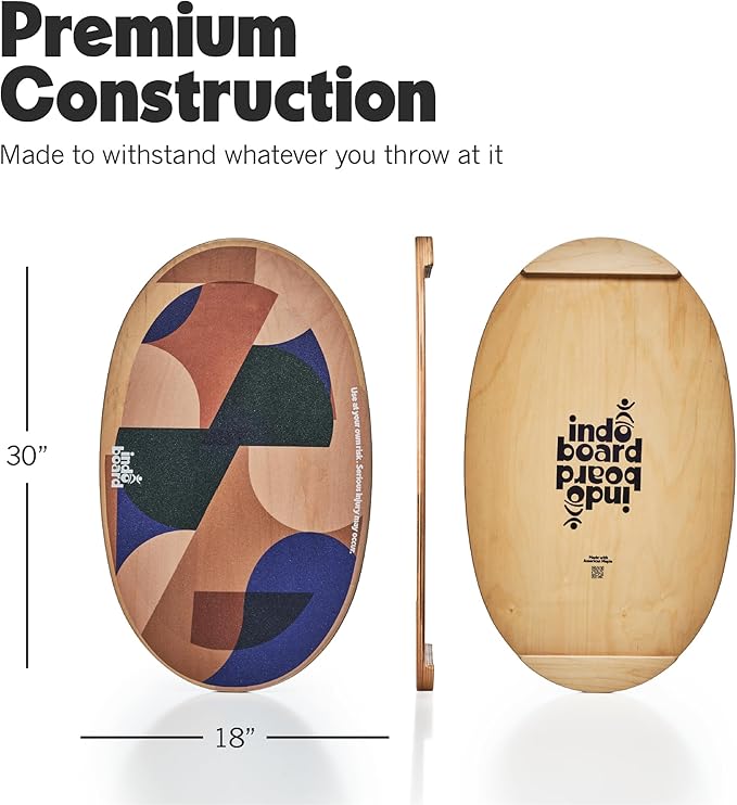 The Original Indo Board - Balance Board Trainer for Core Strength, Stability & Athletic Performance - Surfing, Skateboarding, Snowboarding, Yoga, Physical Therapy & More. Includes Board and Roller.