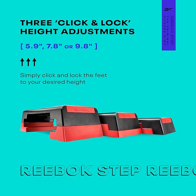 Reebok Fitness Multipurpose Adjustable Aerobic and Strength Training Workout Step Platform for HIIT, Cardio, and General Sessions