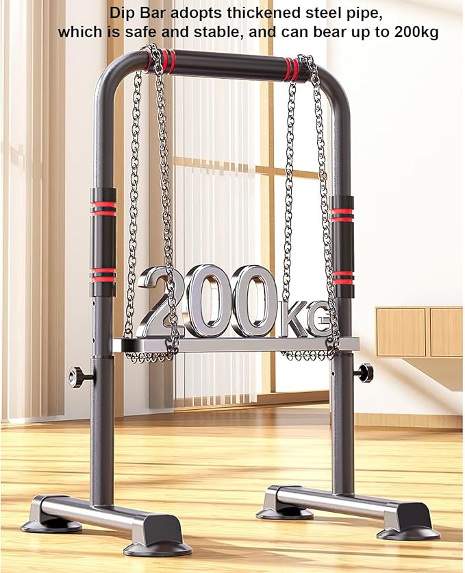 Dip Station, Dip Stand, Heavy Duty Dip Bar, Adjustable Parallel Bars 440LBS Loading Capacity for Home Workout Calisthenics Strength Training