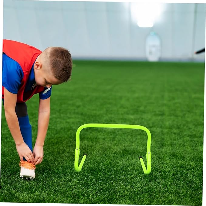 Adjustable PVC Agility Hurdles for Boys and Girls Speed Training Barriers for Soccer Practice Enhancing Coordination and Footwork Skills Green Height Settings