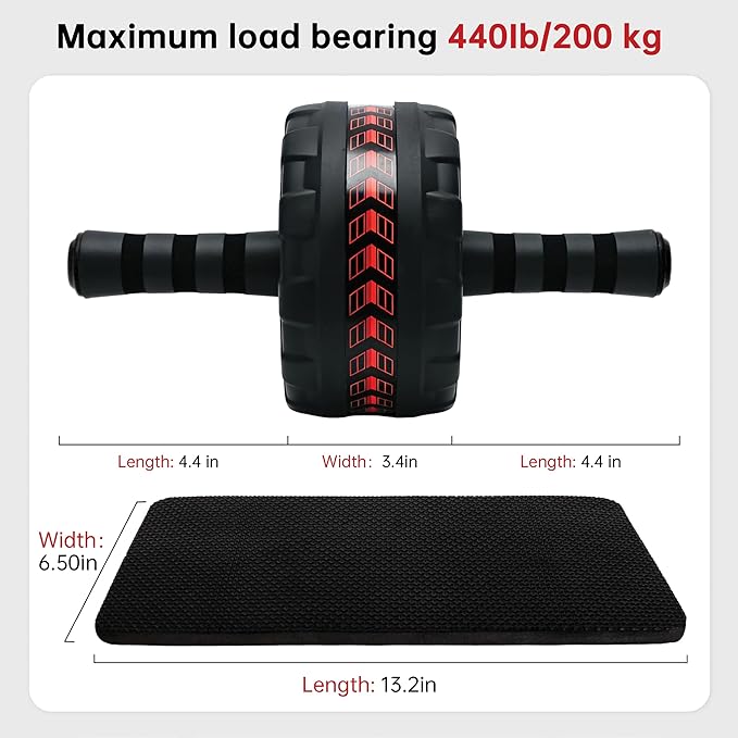 Ab Roller Wheel for Abs Workout - Core Strength Training Equipment for Home Gym with Knee Pad, Abdominal Exercise Wheel for Men and Women