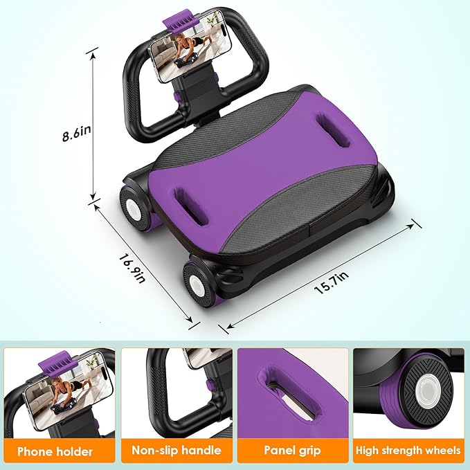 FIAMERMOR 2025 AB Roller Wheel - 4 wheel elbow support abdominal wheel automatic rebound abdominal fat burning weight loss core training equipment home/gym