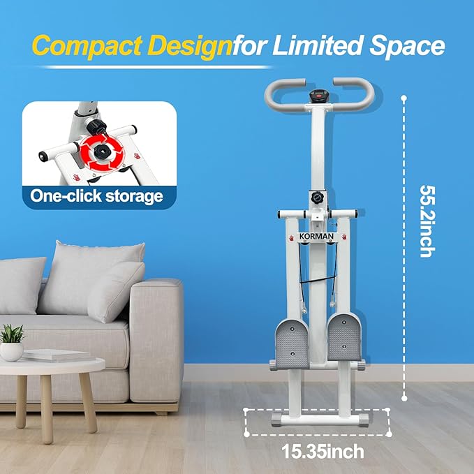Stair Stepper for Home Gym, Foldable Vertical Climber Workout Machine, Full Body Cardio Machine with Adjustable Handles, LCD Monitor