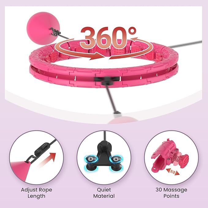 Weighted Infinity Exercise Hoop - 64in 30 Links Smart Hoop for Adult Weight Loss, Plus Size Low-Impact Fitness Hoop for Beginners & Women