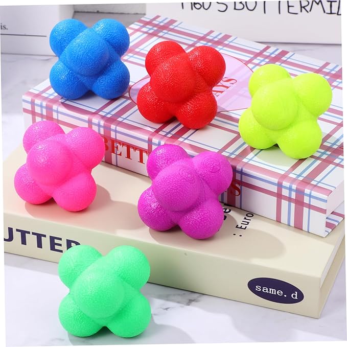 6 Pcs Hexagonal Reaction Balls Agility Training Equipment for Goalkeepers TPR Material Indoor Sports Exercise Reflex Training Fitness Reaction Balls
