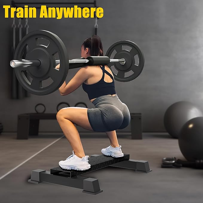 Calf Raise Block, Heavy-Duty Steel Calf Trainer, Multifunctional Standing Calf Workout Bar for Stretching, Squat, Foot Flexibility, Anti-Slip Solid Platform for Home Gym (Straight Board)