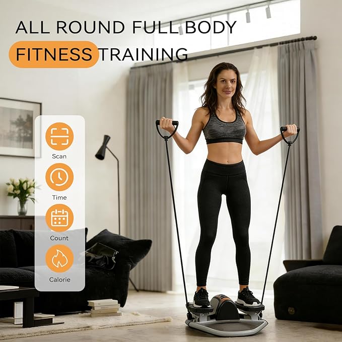 Lateral Rocking Fitness Stepper for Home Workout, Low-Impact Rock Stepper Protects Knees & Joints, Portable Compact Side-to-Side Stepper for Legs, Glutes & Abs Training