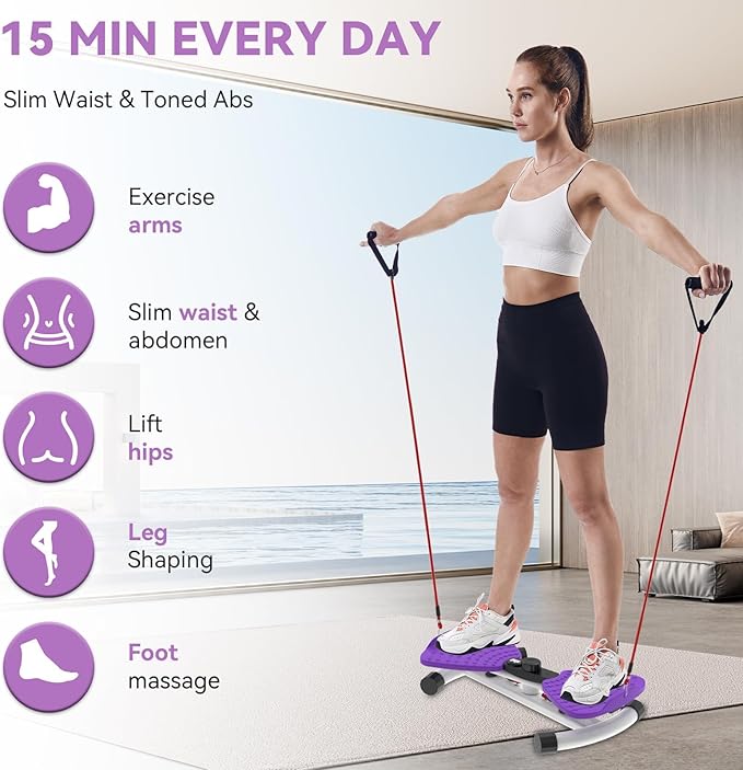 Twister, Adjustable Twisting Board for Women and Men, Home Gym Equipment Noiseless Twister, 330 lbs Load Capacity | Digital Display Tracks Time, Reps and Calories (Blue,Pink,Purple)