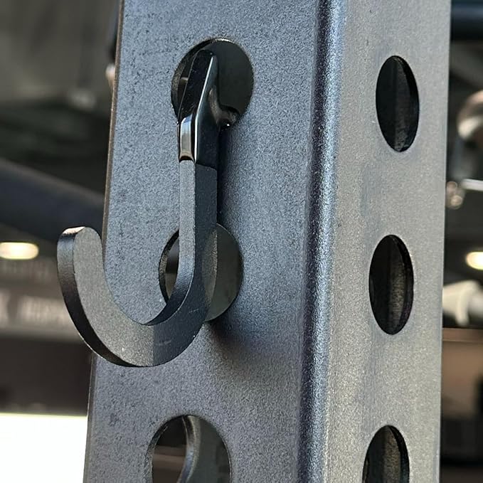 8PSC Power Rack Attachments Hooks,Squat Rack Accessories Hook,DIY Storage Hook for Resistance Bands Barbell Collars and Gym Accessories (4PCS-Black)