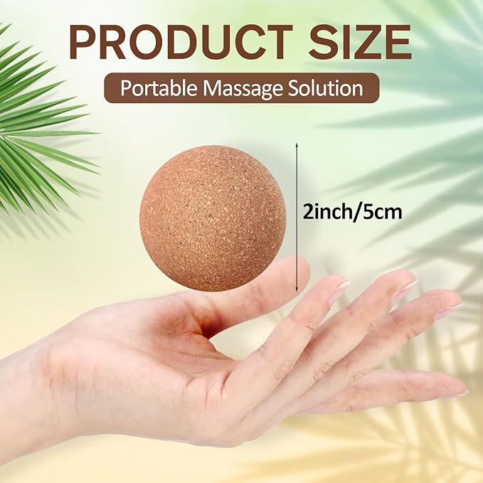 20 Pcs Cork Massage Ball 2 Inch Solid Hard Myofascial Release Yoga Ball for Back Foot Neck Pain Therapy Portable Tissue Muscle Release Tool for Home Office Travel