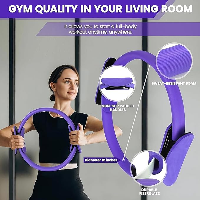 All-in-One Pilates Kit for Women: 13-Piece Home Pilates Equipment Set with Pilates Ring and Pilates Ball, Pilates at Home Workout Essentials for Beginners, Full Body Toning and Stretching