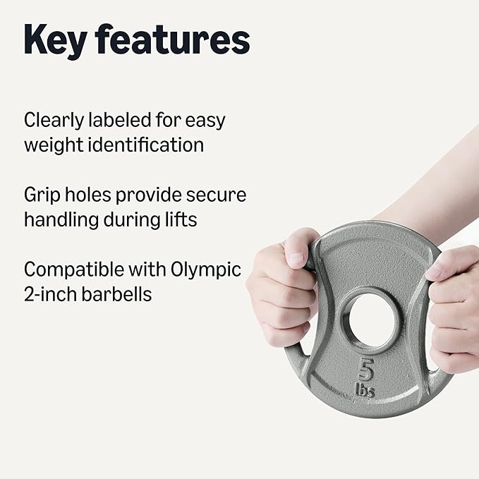 Amazon Basics 2-Inch Olympic Cast Iron Grip Weight Plates