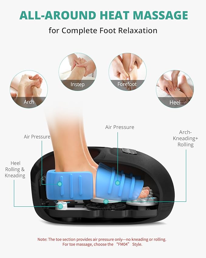 Medcursor Foot Massager Machine with Heat, Rolling, Deep Kneading, Shiatsu Foot Massager for Delivers Pain Relief, Tired, Plantar Fasciitis, Gift for Women Mom Men Fits Up to 13"