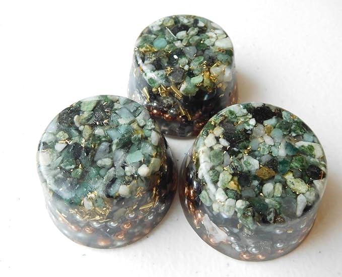 Emerald Orgone Generator Energy Accumulator 528Hz/7.83Hz/Advance Harmonics Many Beautiful Ingredients and Colors! (Emerald)