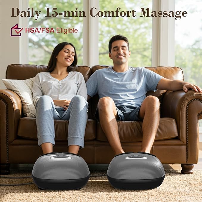 Foot Massager with Heat, FSA Eligible HSA Shiatsu Foot Massager Machine for Plantar Fasciitis, Adjustable Vibration & Pressure for Neuropathy Pain, Women Men Gifts, Fits Up to 12"(Gray)