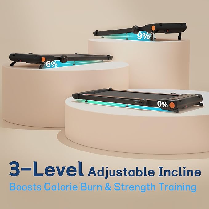 Foldable Treadmill with Incline Treadmill with Home Removable Desk Workstation 3 in 1 Folding Small Compact Walking Treadmills 300 Lbs Capacity for Home Office