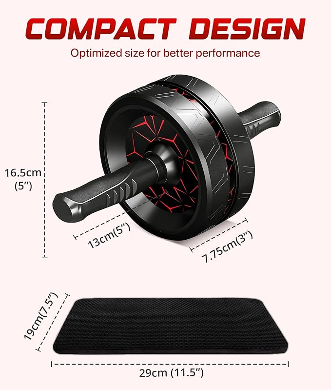 ROMIX Ab Roller Wheel, Wide Ab Wheel Roller with Extra Thick Knee Mat for Home Gym Fitness, Abs Workout Equipment for Abdominal and Core Strength Training for Men and Women, Exercise Wheels for Abs