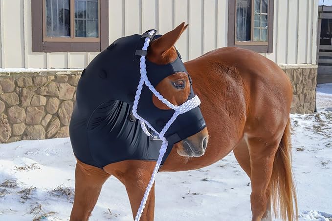 BENEFAB Therapeutic Horse Hood with Far-Infrared Powder and 27 Medical Grade Magnets | Rejuvenate SmartHood Emits Far-Infrared Rays Keeping Neck & Shoulders Warm, Relaxed, Reduce Pain & Stiffness