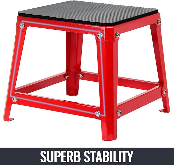 Metal Plyometric Jumping Box, 12/18/24 Inch Anti-Slip Workout Step Up Box for Home Gym