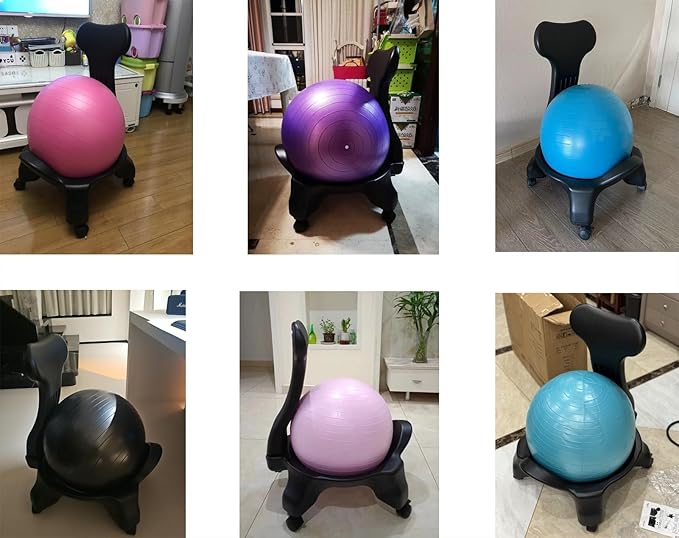 CMYUN Yoga Ball Chair Ergonomic Exercise Ball Chair, Stability Yoga Ball Chair for Office, Comfort Balance Ball Seat for Adults Kids Pregnancy, Relieve Back Pain