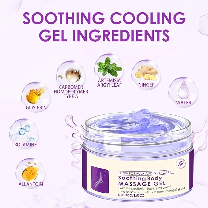 Soothing Body Massage Gel for Daily Use - 3.53oz, with Artemisia Leaf & Ginger Extract, Lightweight Non-Greasy Formula with Cooling Sensation(1)