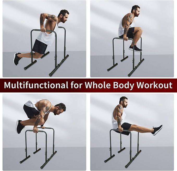 Dip Bar, Adjustable Dip Stands Station for Home, Functional Heavy Duty Parallette Bars for Upper Body Workout (550LBS Loading Capacity, 2025 New Version)
