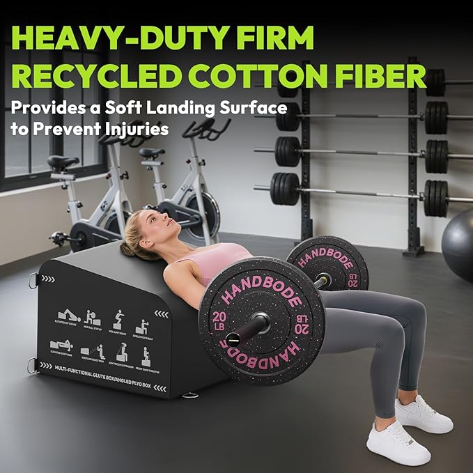 Hip Thrust Bench, Multi-Functional Slip-Free Hip Thrust Machine for Glute Bridge, Box Jump, Push-Ups, Squat, Ab Exercise, Suitable for Home & Gym