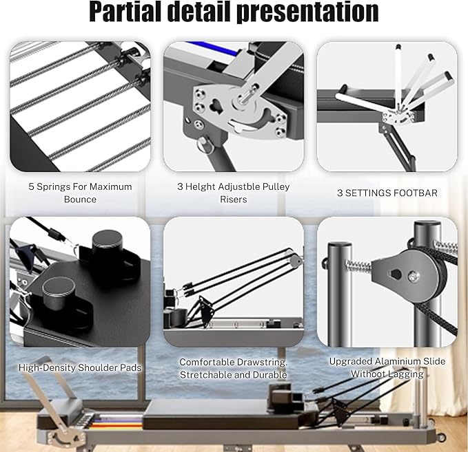 Pilates Reformer, Pilates Exercise Equipment, Foldable Home Workout Equipment for Home or Studio,Yoga Studio Same Commercial Fitness Equipment