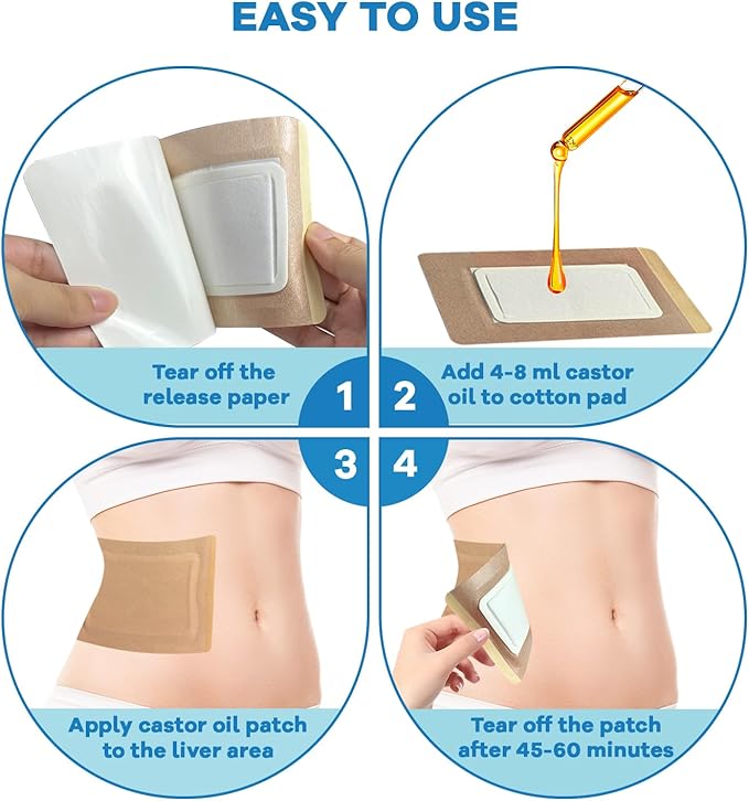 15 Pcs Castor Oil Pack Wrap, Disposable Portable Castor Oil Packs Patches with Anti Leakage Cotton for Belly/Leg/Back (Oil Not Included), 11" x 6.3"