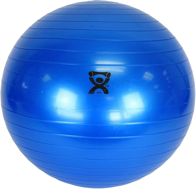 Cando 30-1800 Blue Non-Slip PVC Vinyl Inflatable Exercise Ball, 12" Diameter, 300 lbs Weight Capacity