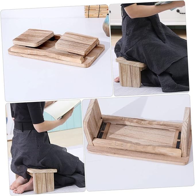 GALPADA Meditation Bench Zen Stool Kneel Sit Stool Wooden Floor Seat for Home Office