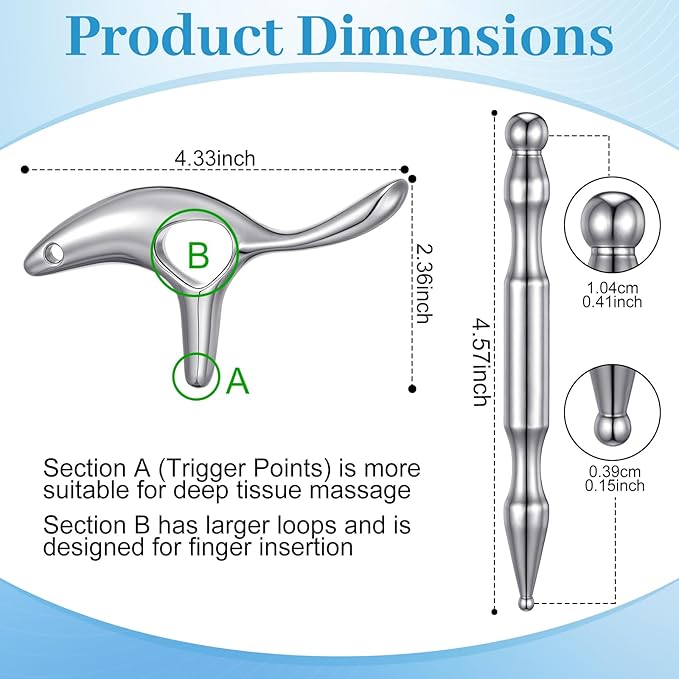 2PCS Gua Sha Massage Tools,Stainless Steel Trigger Point Massage Tool and Manual Acupuncture Pen Eye Massager,Deep Tissue Acupressure Massager for Face,Hand,Neck,Back