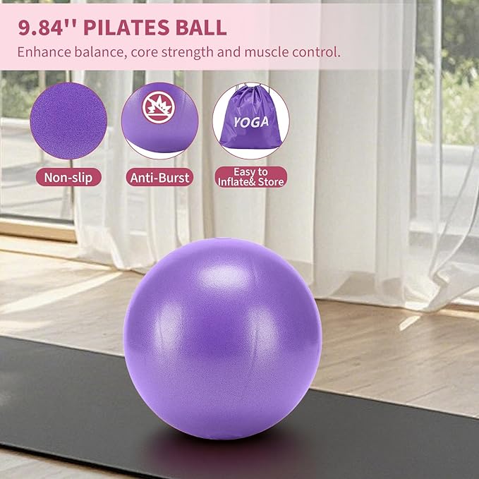 Pilates Ring Set for Women, Home Workout Pilates Equipment with Resistance Bands, 14'' Magic Circle, Mini Ball, Pilates Starter Kit for Strength