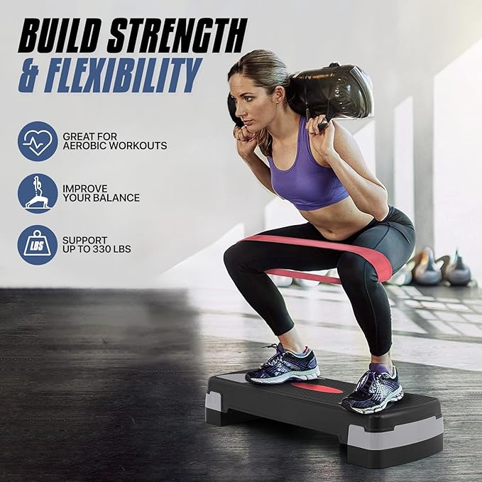 MADOG Aerobics Stepper Platform with 4/6/8 inch Height Stackable Risers