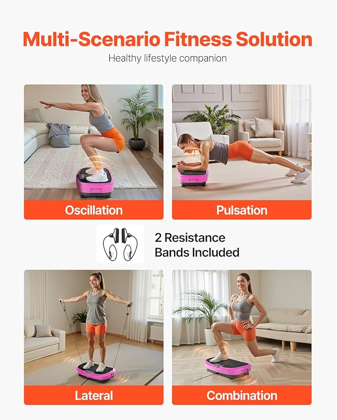 Happybuy Vibration Plate Exercise Machine - A Pink - Hued Fitness Marvel for All! This Full - Body Shaker, Equipped with Magnetic acupoints, is Perfect for Lymphatic Drainage and Weight Loss.