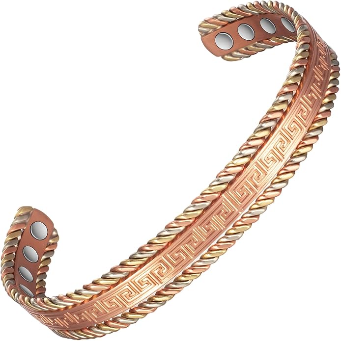 Copper Bracelets for Men Women for Arthritis,6.69in Pure Copper Adjustable Retro Fashion Magnetic Bracelet, Magnetic Jewelry Present(2047)