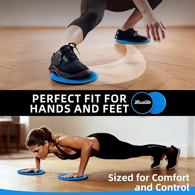 ZILLEEN Exercise Sliders for Working Out Fitness Discs for Pilates Women Men, 2 Pack