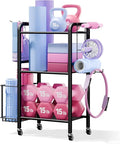 3-Tier Heavy-Duty Home Gym Storage Rack with Hooks and Smooth Wheels for Workout Gear