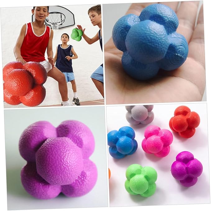 3pcs Exercise Ball Hexagonal Reaction Ball Fitness Agile for Sports Reflex Training Random Color