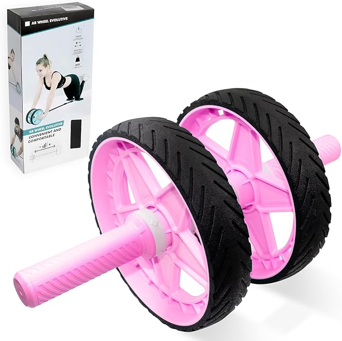 Double-Wheel Ab Roller for Core Training – Rebound Design with Adjustable Elastic Band, Silent Non-Slip Wheels, Detachable Build, Knee Pad & Bands – Home Gym Gear for Men/Women