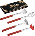 XKOS 4 Pack Different Back Scratcher Portable Telescoping with Rubber Handles, Extendable Metal Back Massager Tool with Beautiful Box, Stocking Stuffers for Men Women Adults (Red)