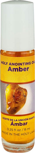 Amber Holy Land Anointing Oil from Israel, 1/4 oz Roller Bottle from Jerusalem, Locally Sourced Herbs & Essences, Gift for Pastors, Priests, Rabbi, & Clergy, Aceite Ungido de Ámbar