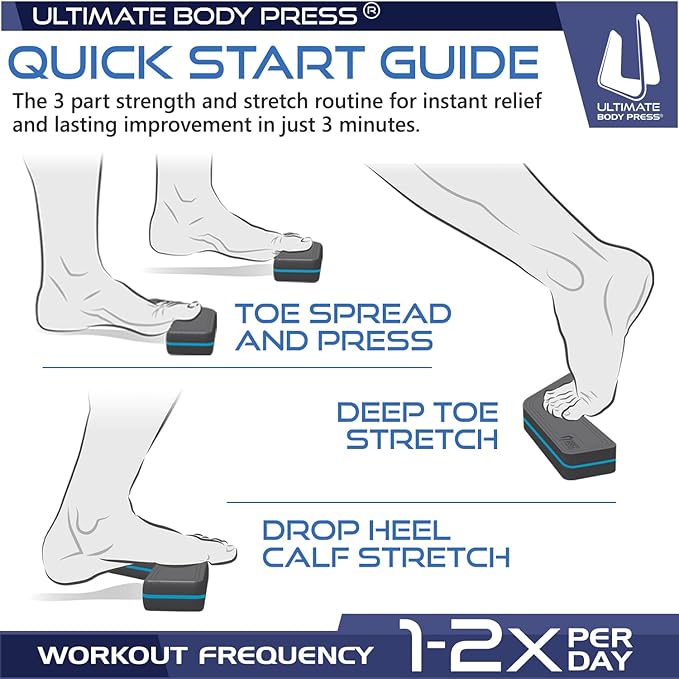 Plantar Fasciitis Relief & Toe Flexibility Exercise Block - Toe Yoga Step by Ultimate Body Press