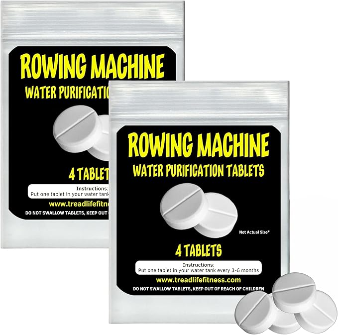 Rowing Machine Water Purification Tablets | Universal Water Rowing Machine Tank Cleaner | Safe, Eco-Friendly Formula | 4 Tablets (2-Pack)